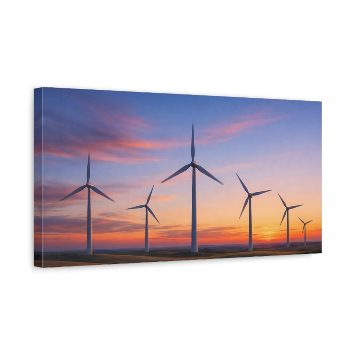 Nature Wind Turbines Vibrant Sunset - Canvas Wall Art Print - YesArtYes