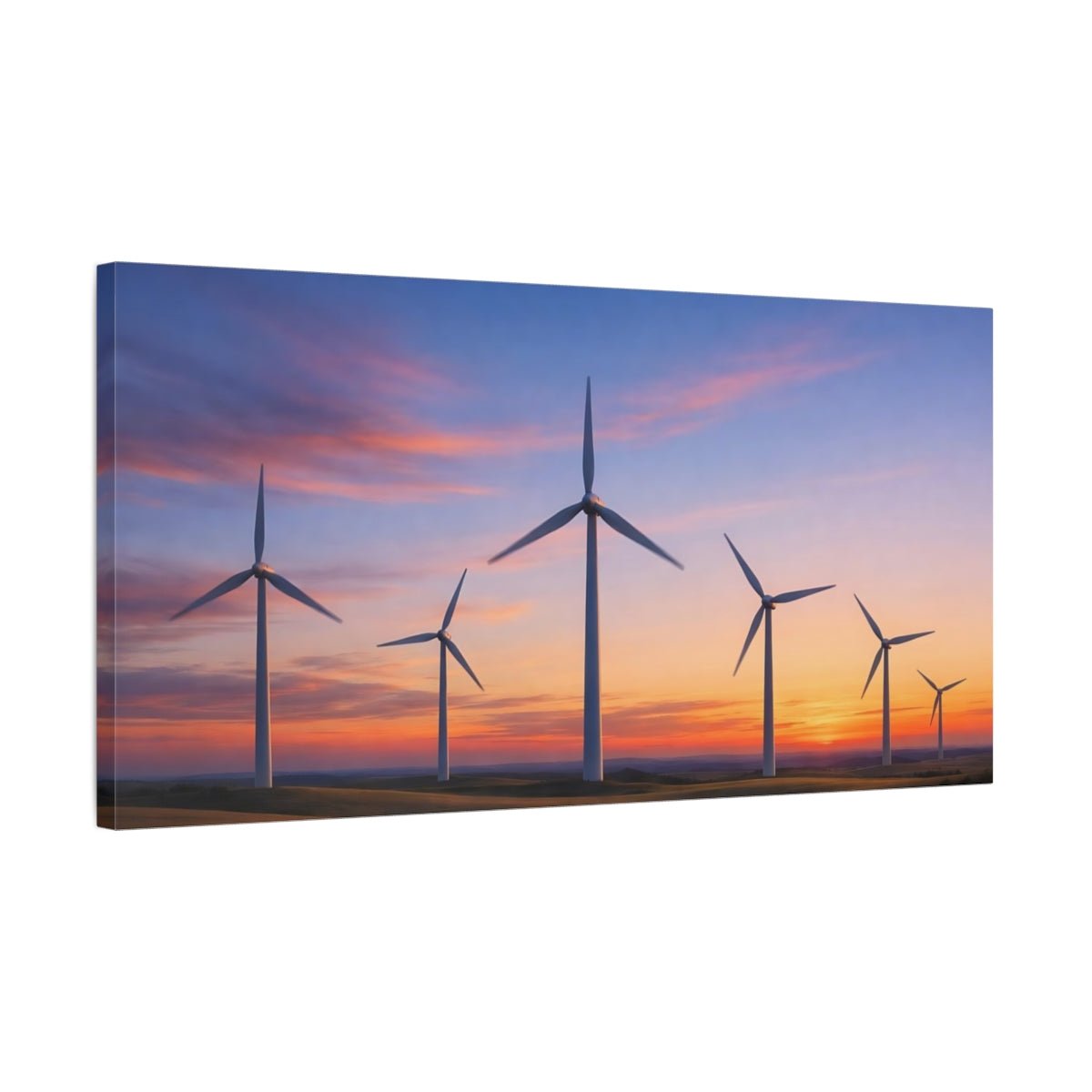 Nature Wind Turbines Vibrant Sunset - Canvas Wall Art Print - YesArtYes