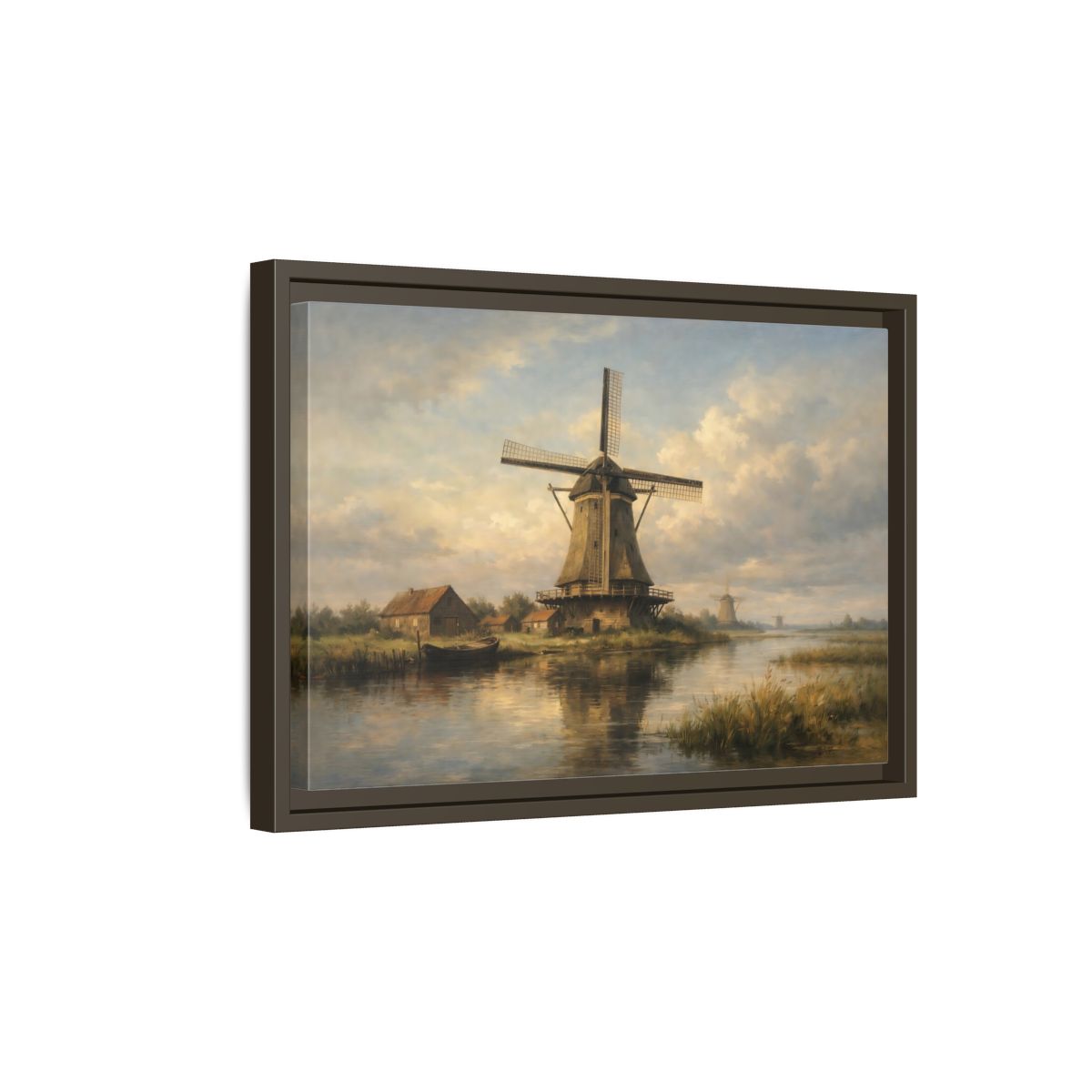 Side Mockup 5. Nature Windmill Dutch Windmill Scene shown as stretched canvas wall art
