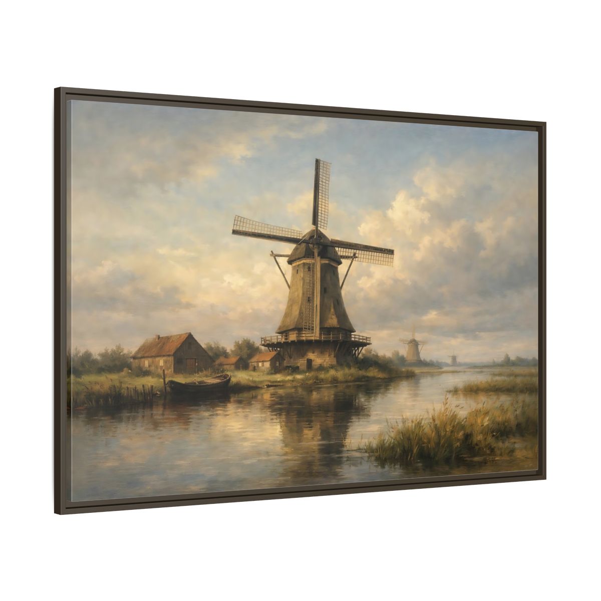Main Mockup. Nature Windmill Dutch Windmill Scene shown as stretched canvas wall art