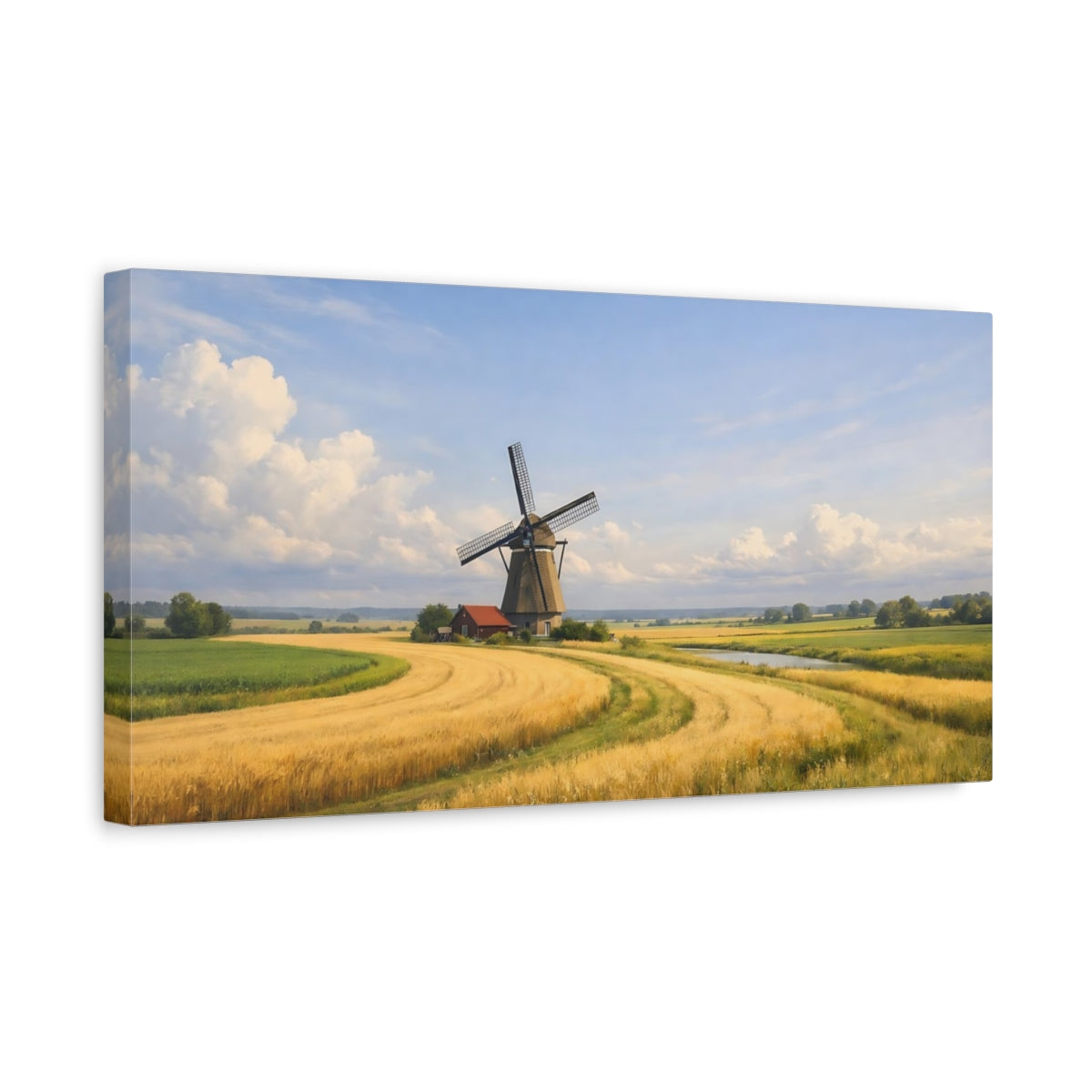 Side Mockup 3. Nature Windmill Windmill Landscape shown as stretched canvas wall art