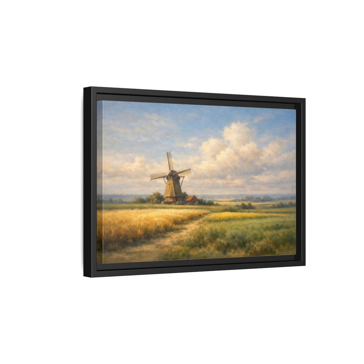 Side Mockup 6. Nature Windmill Windmill Landscape shown as stretched canvas wall art