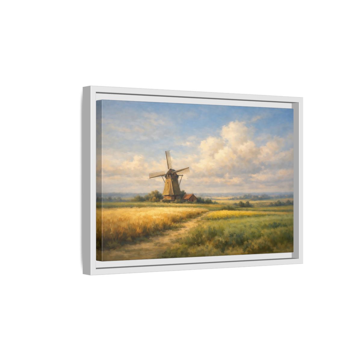 Side Mockup 4. Nature Windmill Windmill Landscape shown as stretched canvas wall art