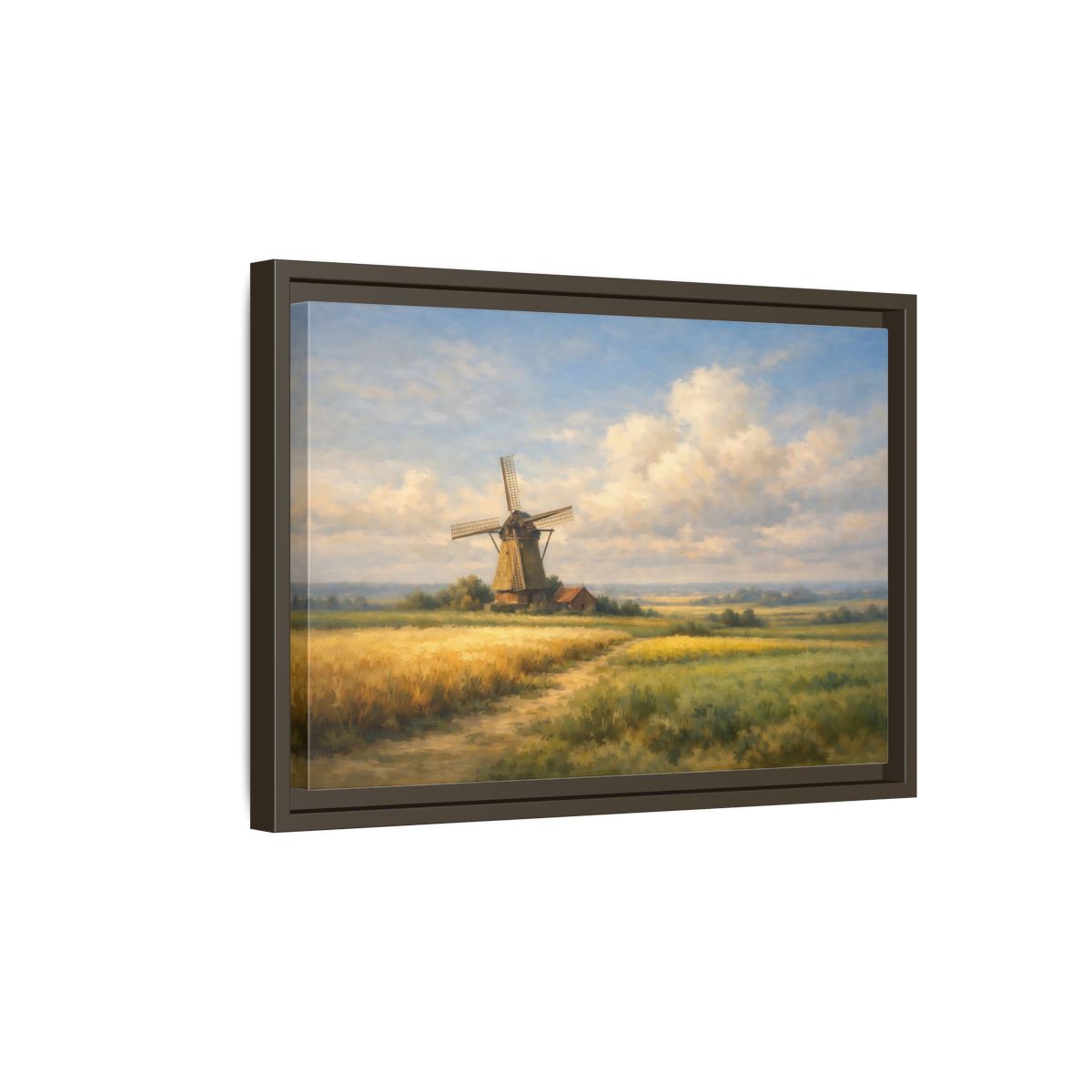 Side Mockup 5. Nature Windmill Windmill Landscape shown as stretched canvas wall art