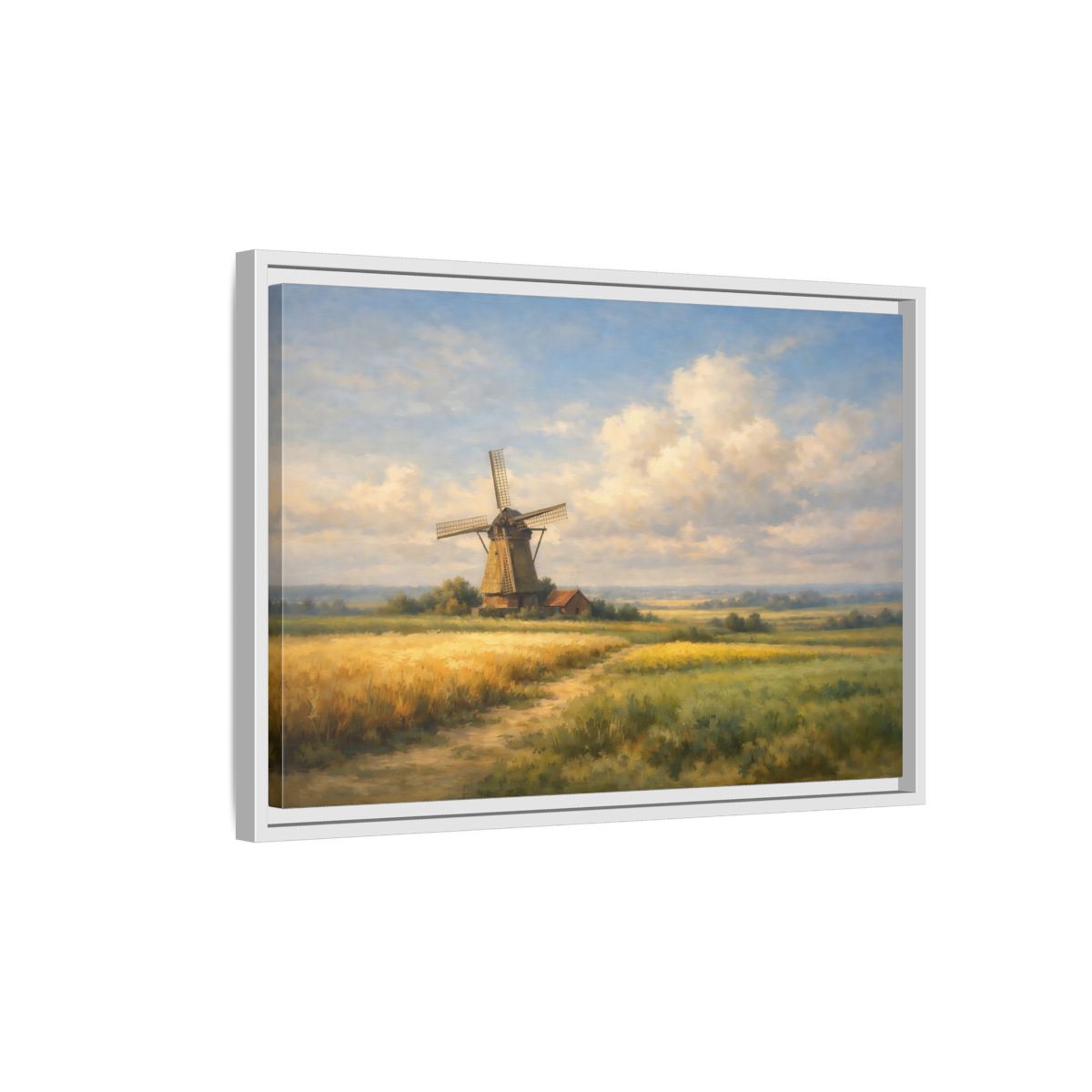 Side Mockup 1. Nature Windmill Windmill Landscape shown as stretched canvas wall art