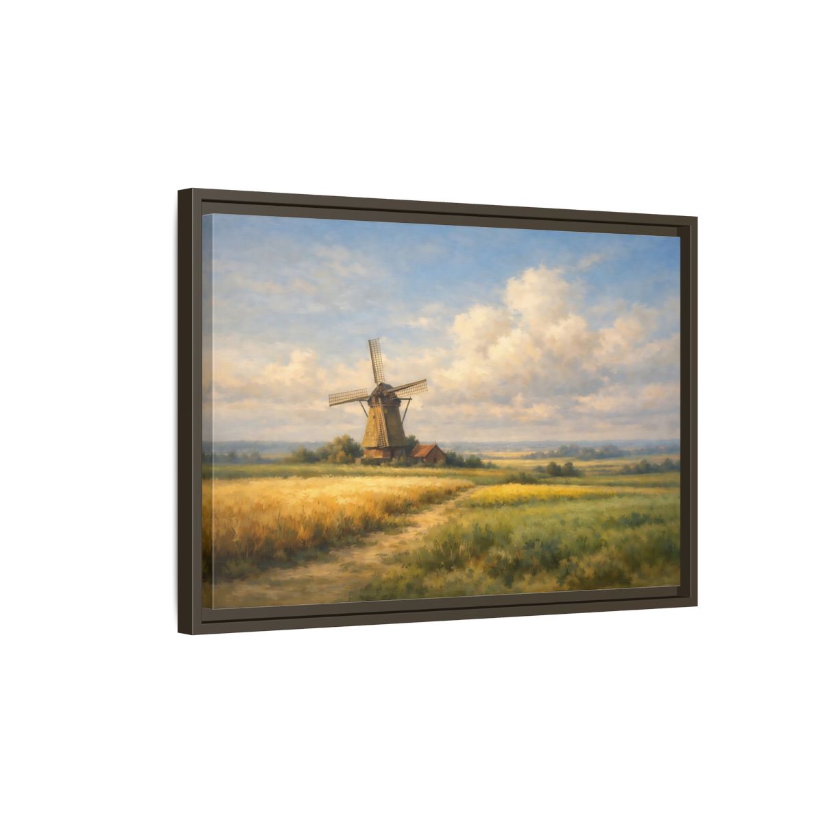 Side Mockup 2. Nature Windmill Windmill Landscape shown as stretched canvas wall art