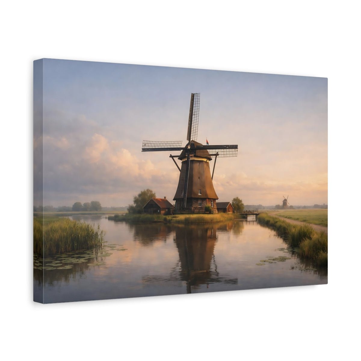 Nature Windmill Misty Landscape - Canvas Wall Art Print - YesArtYes
