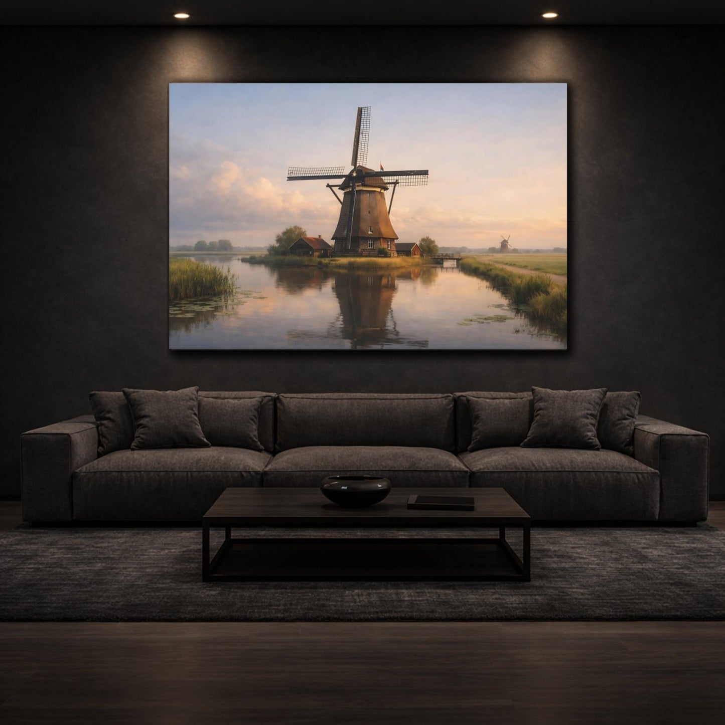 Nature Windmill Misty Landscape - Canvas Wall Art Print - YesArtYes