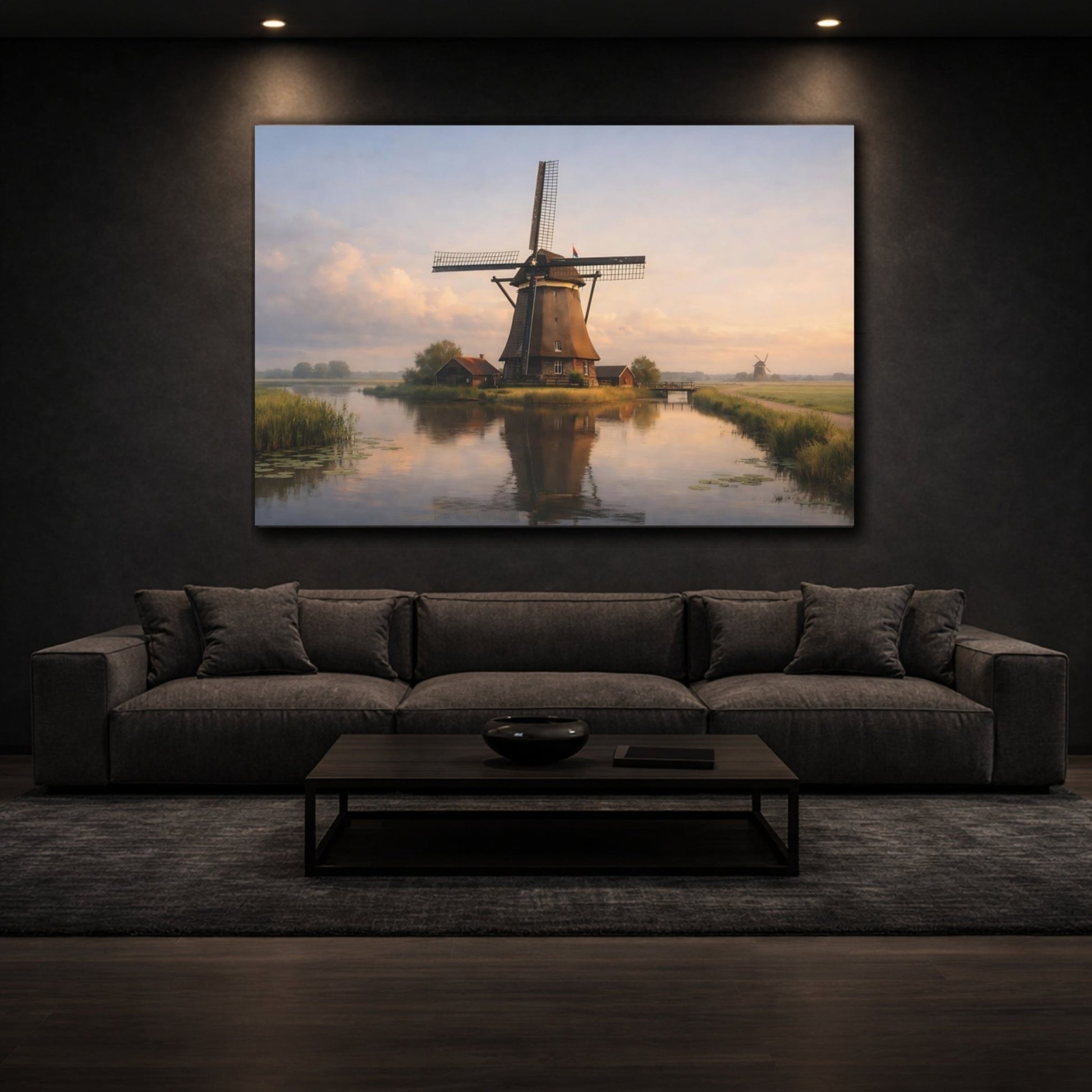 Nature Windmill Misty Landscape - Canvas Wall Art Print - YesArtYes
