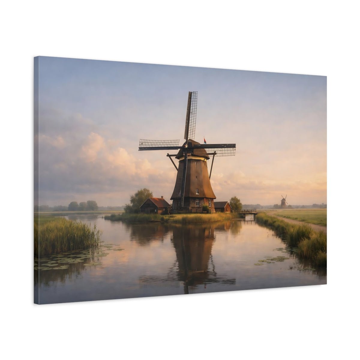 Nature Windmill Misty Landscape - Canvas Wall Art Print - YesArtYes