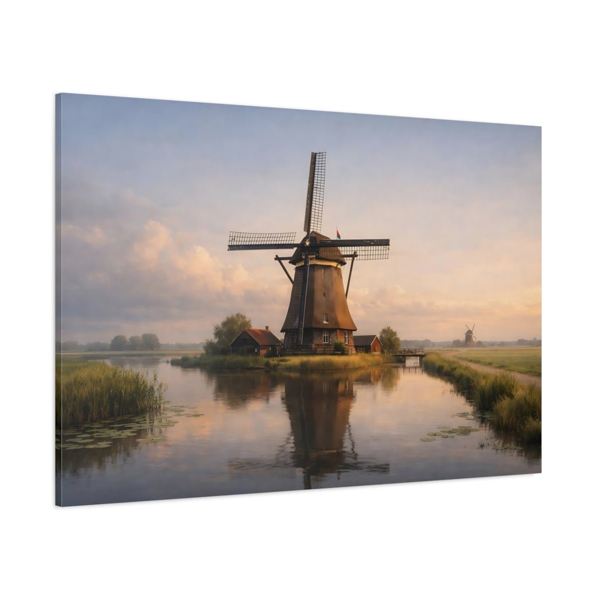 Nature Windmill Misty Landscape - Canvas Wall Art Print - YesArtYes