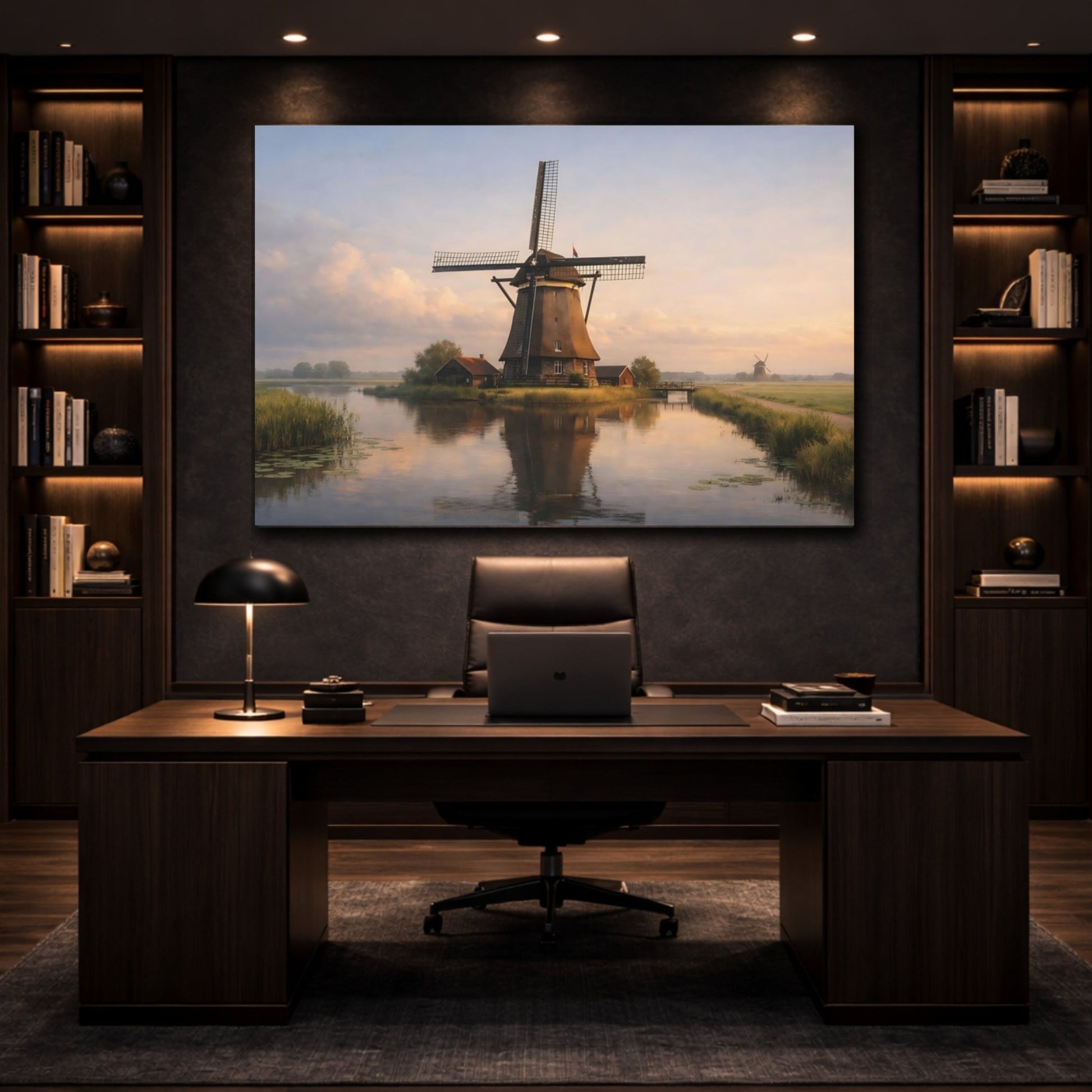 Nature Windmill Misty Landscape - Canvas Wall Art Print - YesArtYes
