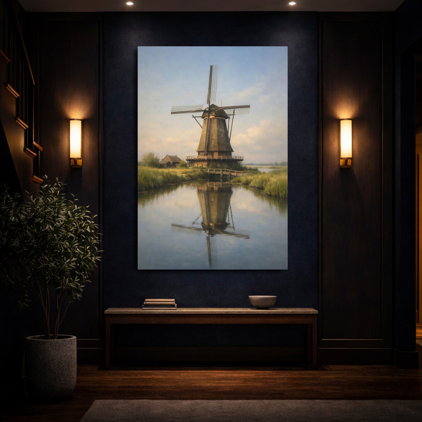 Mockup 3. Nature Windmill Rustic Windmill shown as stretched canvas wall art