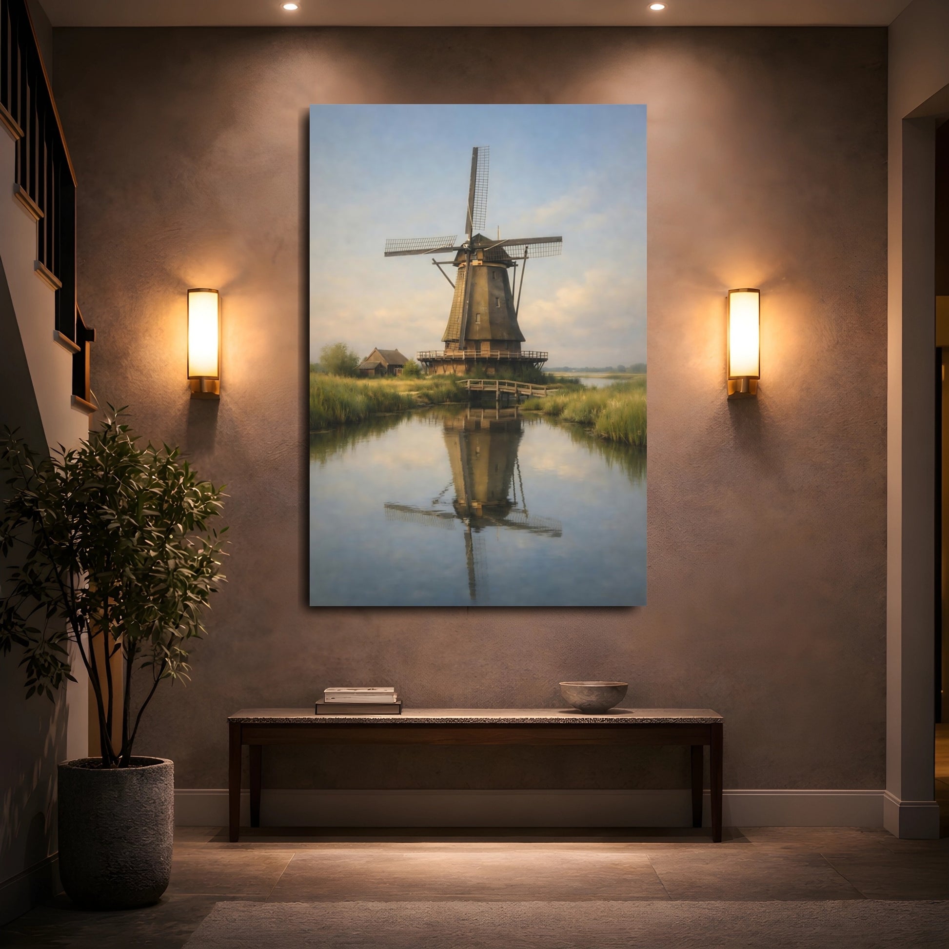 Mockup 4. Nature Windmill Rustic Windmill shown as stretched canvas wall art