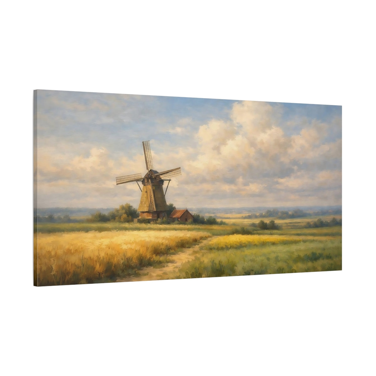 Main Mockup. Nature Windmill Windmill Field Landscape shown as stretched canvas wall art