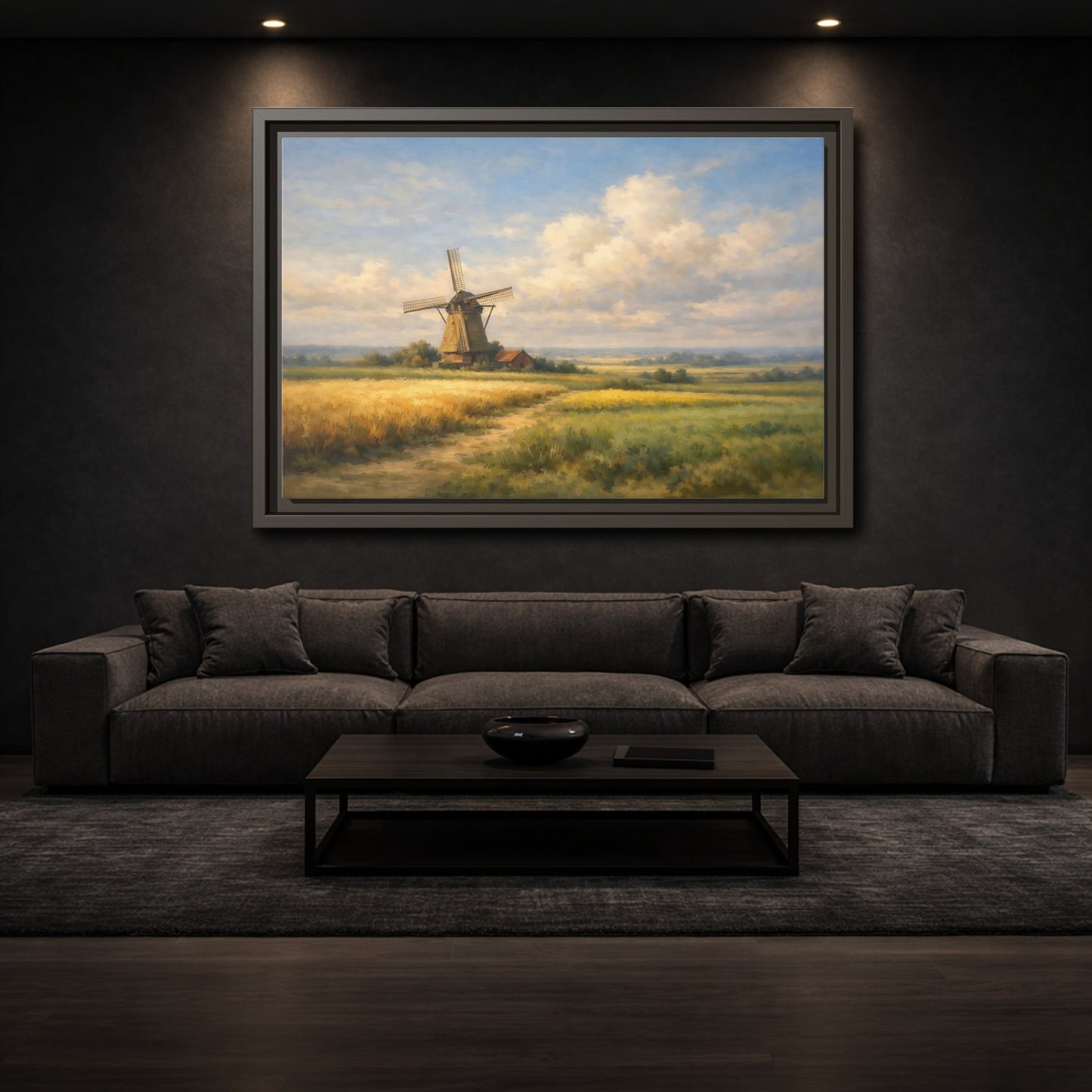 Mockup 2. Nature Windmill Windmill Landscape shown as stretched canvas wall art