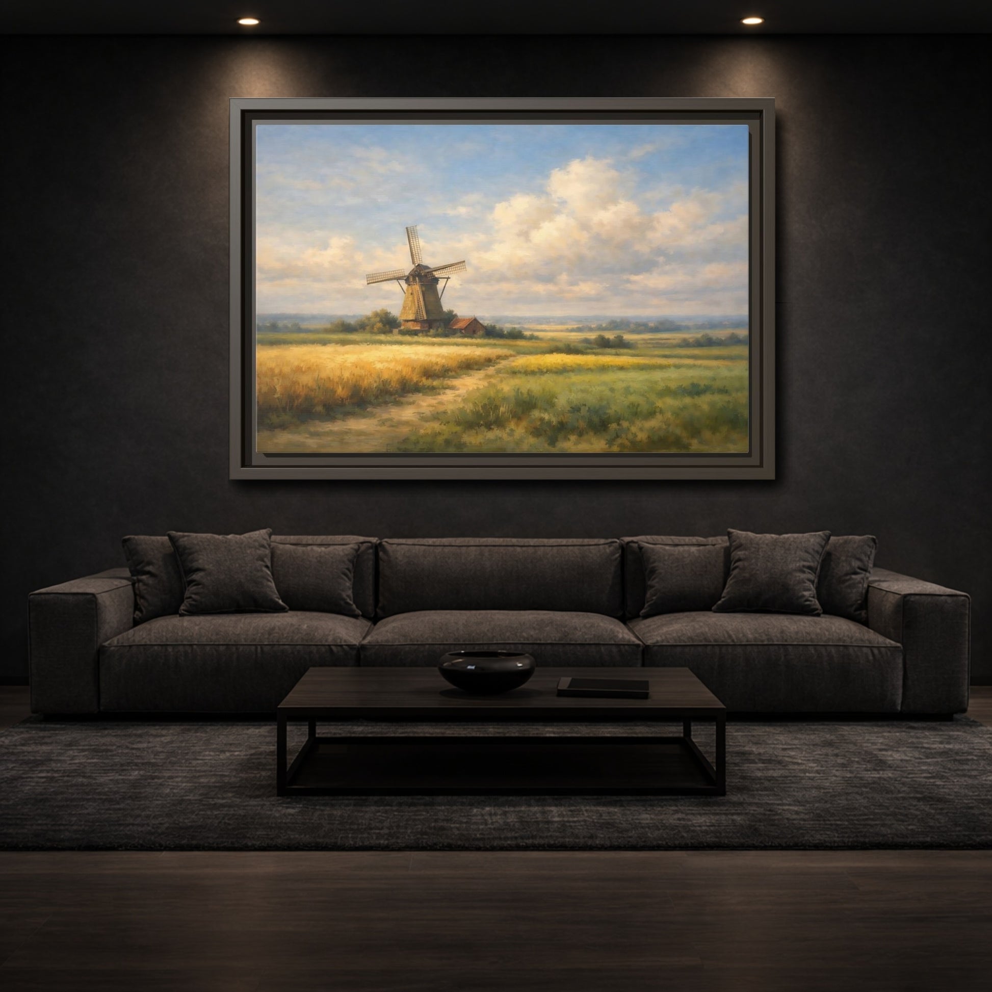 Mockup 2. Nature Windmill Windmill Landscape shown as stretched canvas wall art