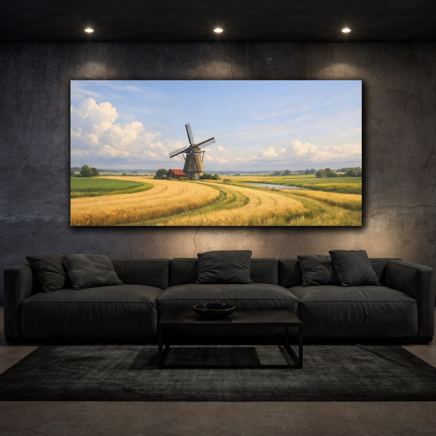 Mockup 2. Nature Windmill Windmill Landscape shown as stretched canvas wall art