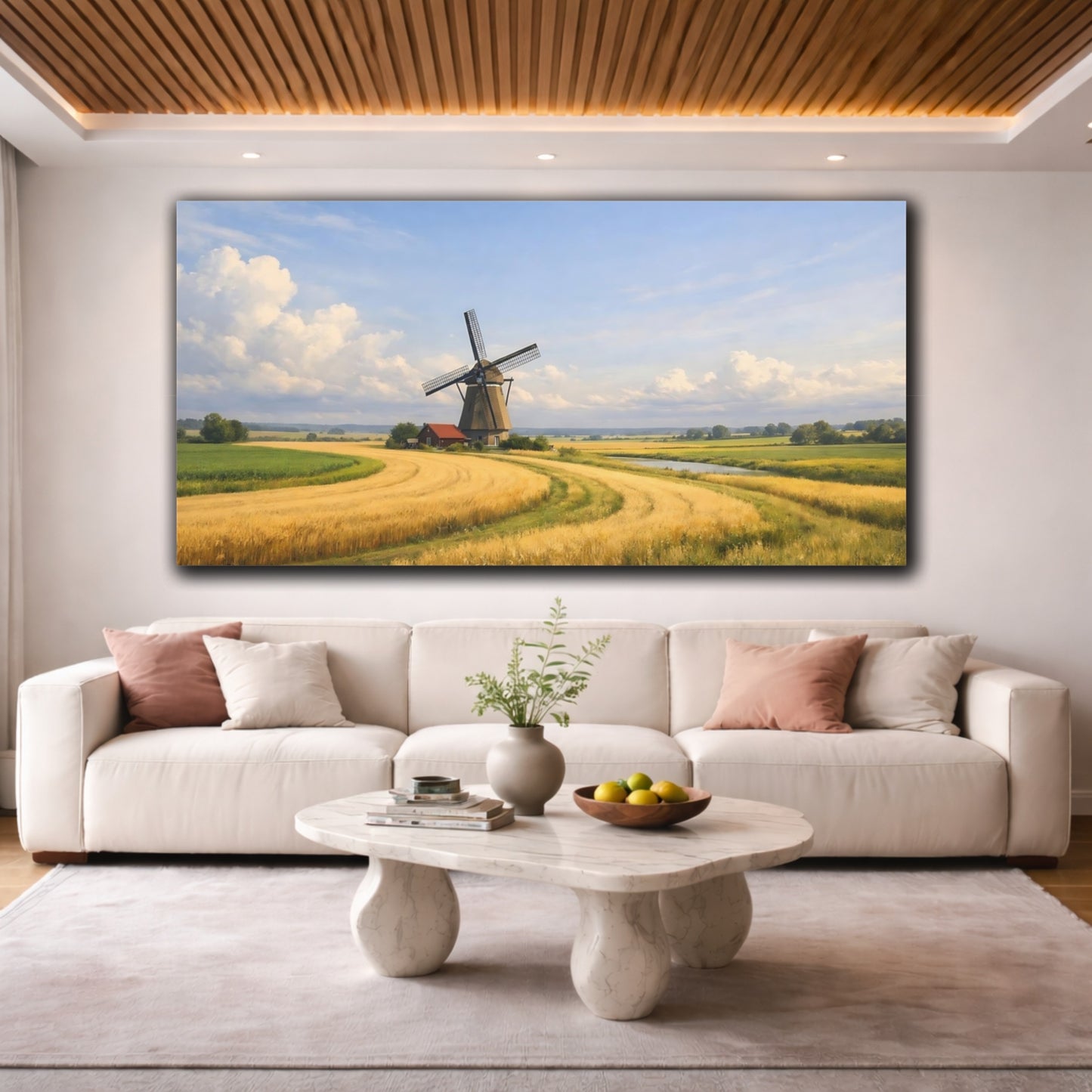 Mockup 3. Nature Windmill Windmill Landscape shown as stretched canvas wall art