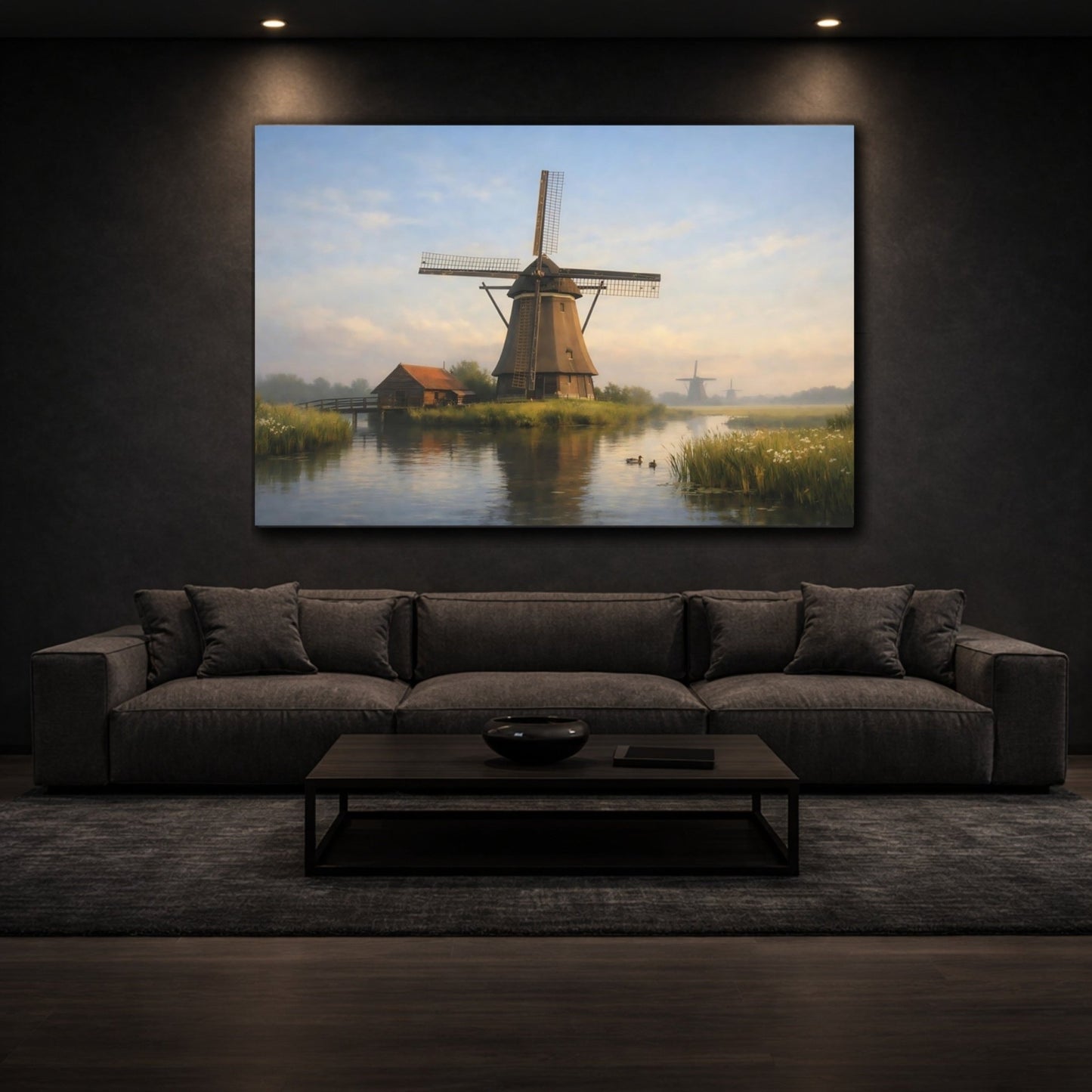 Nature Windmills Misty - Canvas Wall Art Print - YesArtYes