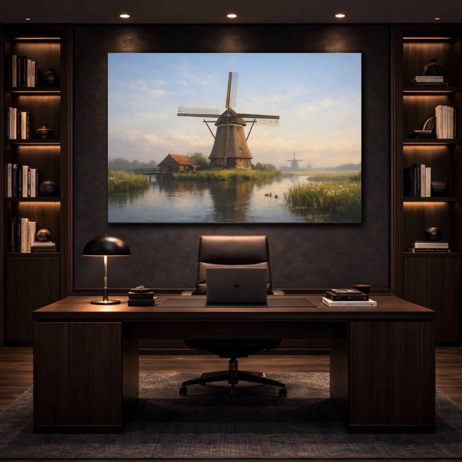 Nature Windmills Misty - Canvas Wall Art Print - YesArtYes
