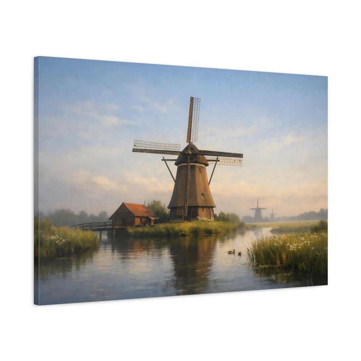 Nature Windmills Misty - Canvas Wall Art Print - YesArtYes