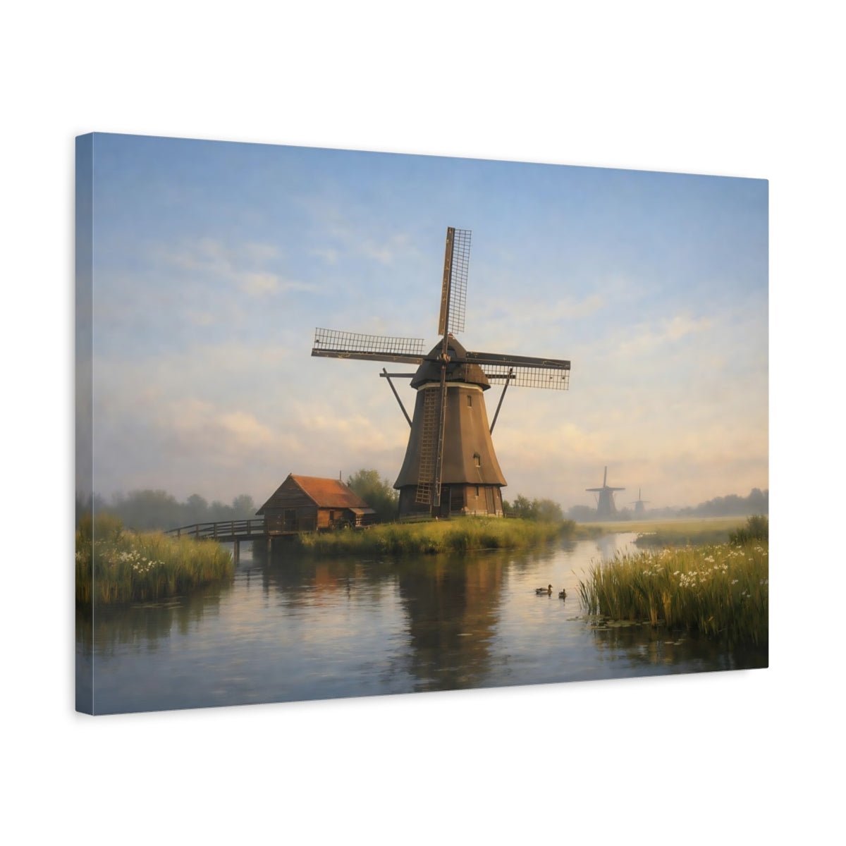 Nature Windmills Misty - Canvas Wall Art Print - YesArtYes