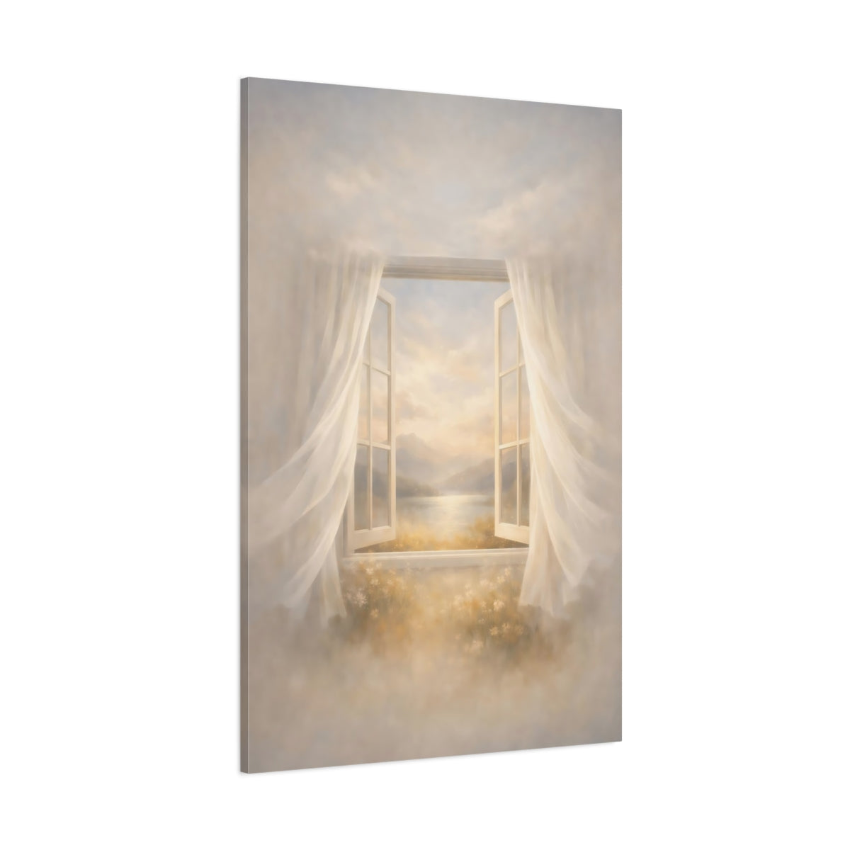 Nature Window View Golden Window View shown as stretched canvas wall art