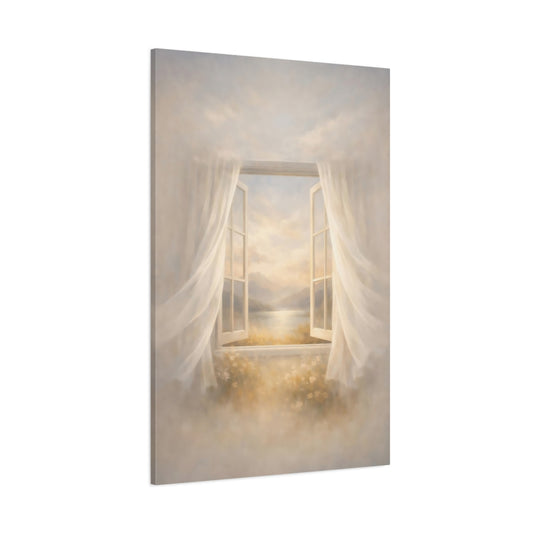 Nature Window View Golden Window View shown as stretched canvas wall art