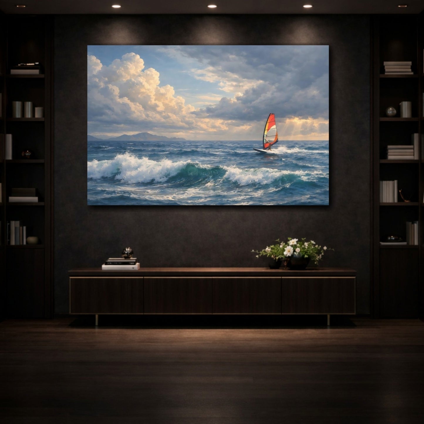 Nature Windsurfing Blue Ocean - Canvas Wall Art Print - YesArtYes