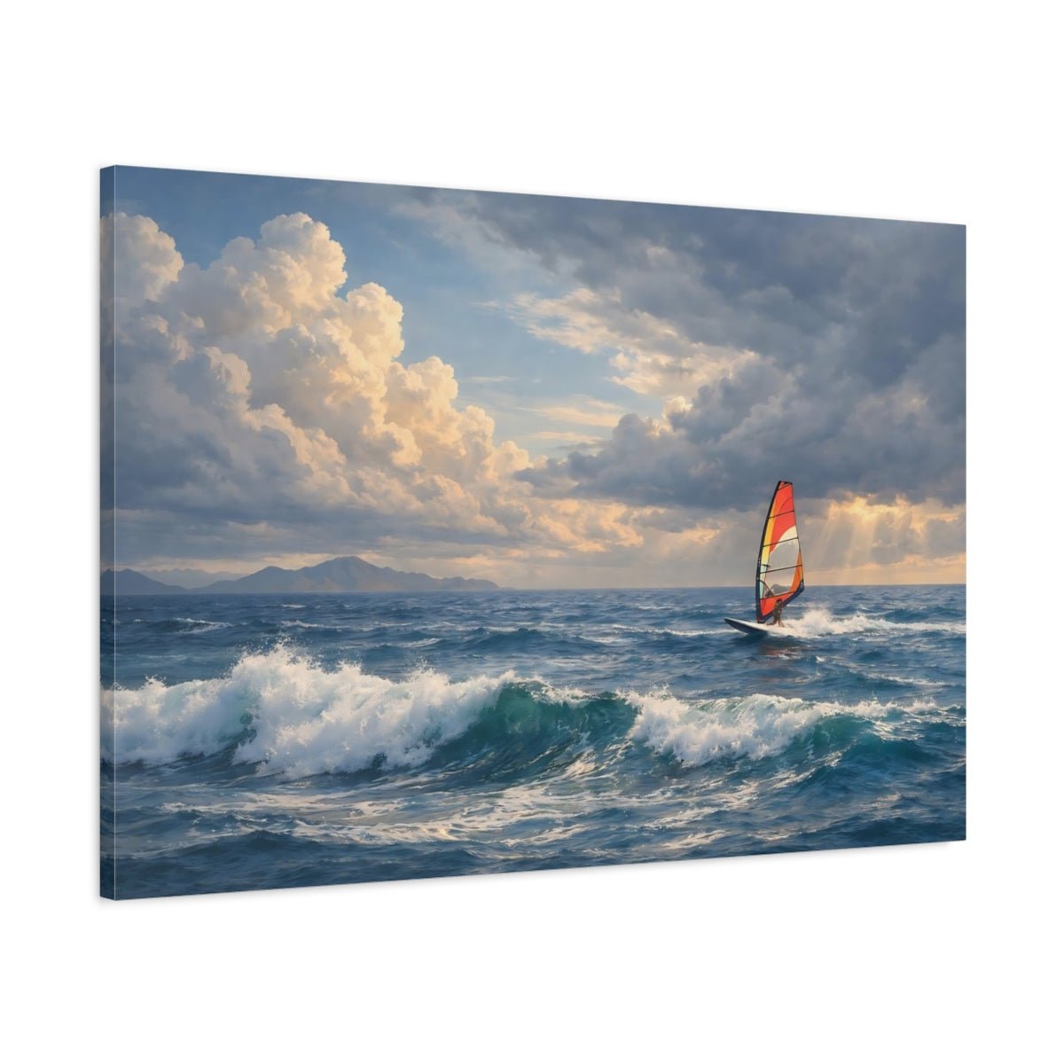 Nature Windsurfing Blue Ocean - Canvas Wall Art Print - YesArtYes