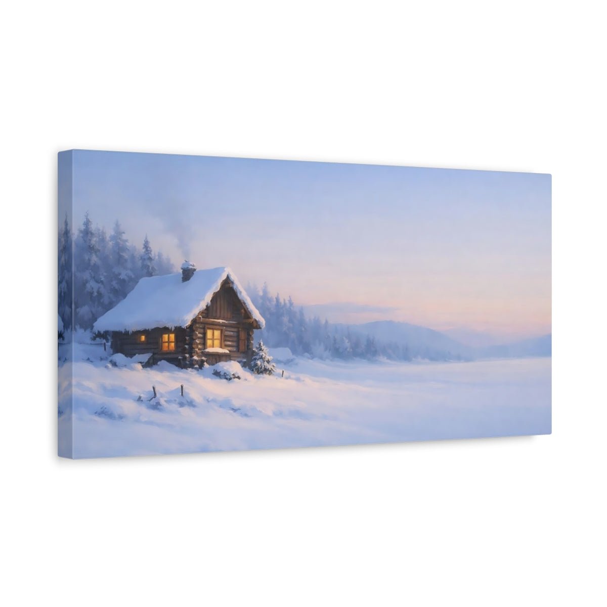 Nature Winter Cabin Scene - Canvas Wall Art Print - YesArtYes