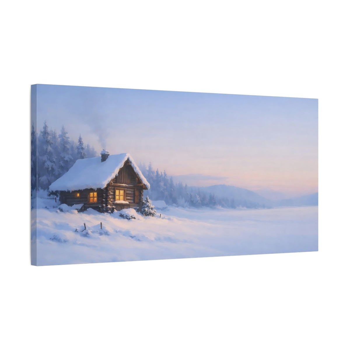 Nature Winter Cabin Scene - Canvas Wall Art Print - YesArtYes