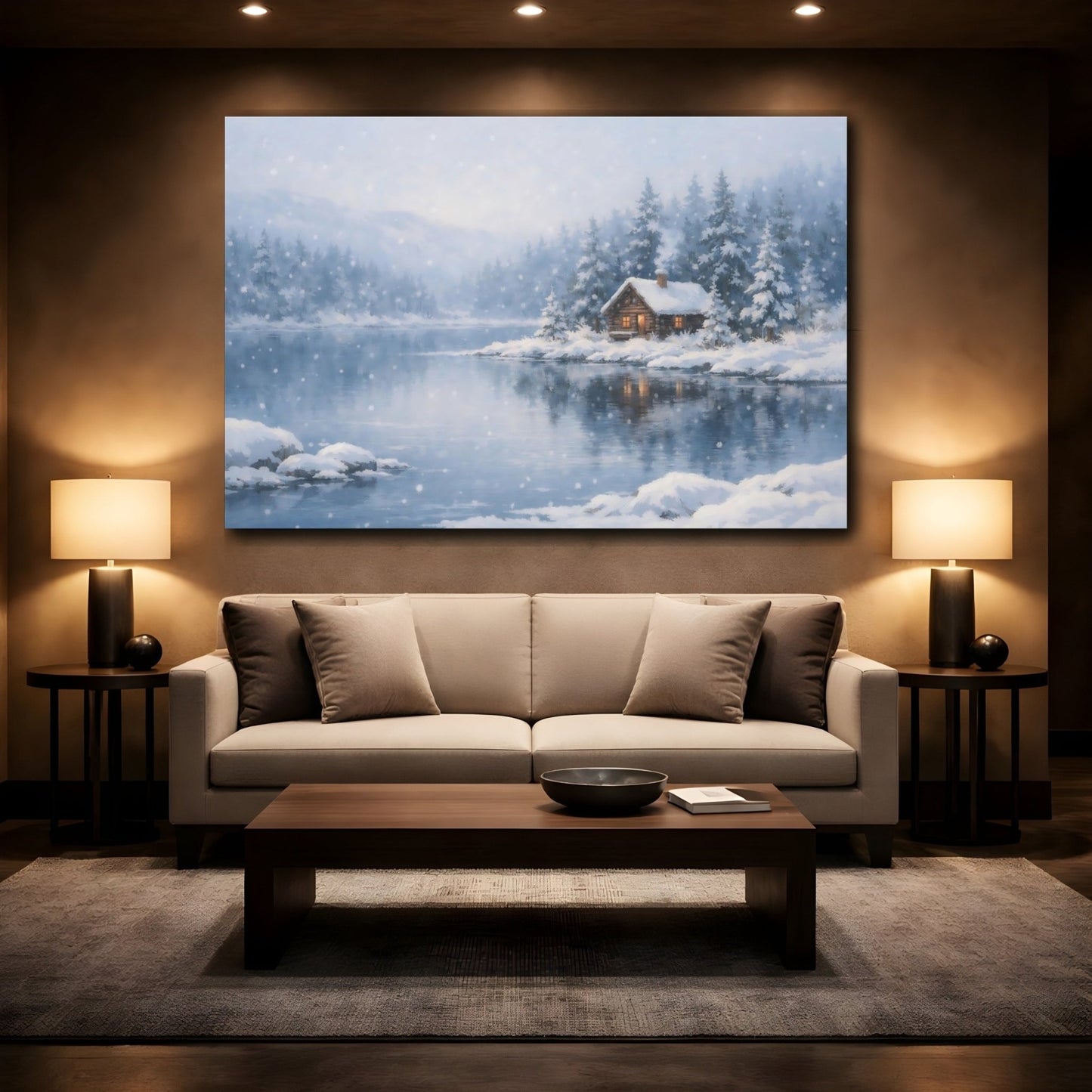 Nature Winter Cabin Wonderland - Canvas Wall Art Print - YesArtYes
