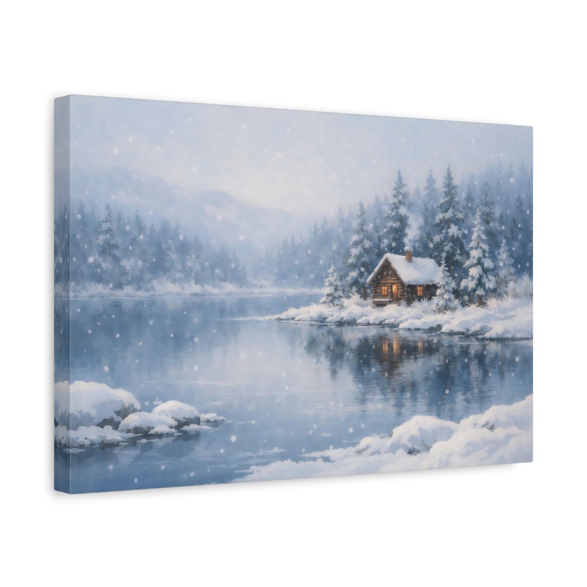 Nature Winter Cabin Wonderland - Canvas Wall Art Print - YesArtYes