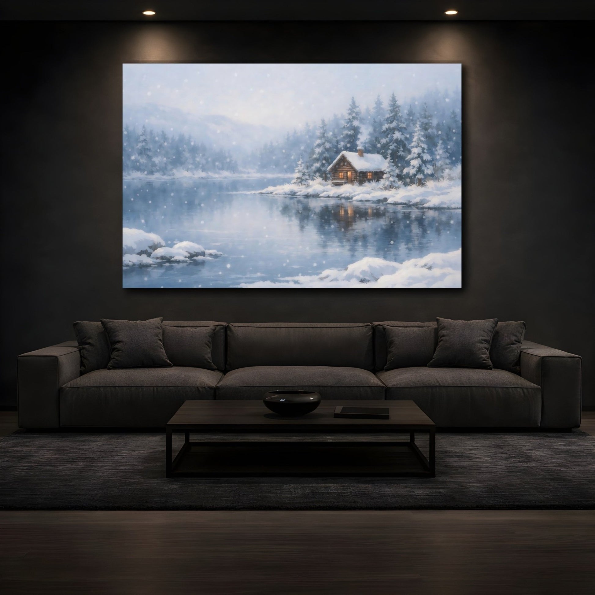 Nature Winter Cabin Wonderland - Canvas Wall Art Print - YesArtYes