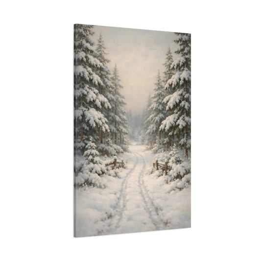 Main Mockup. Nature Winter Forest White Winter Landscape shown as stretched canvas wall art