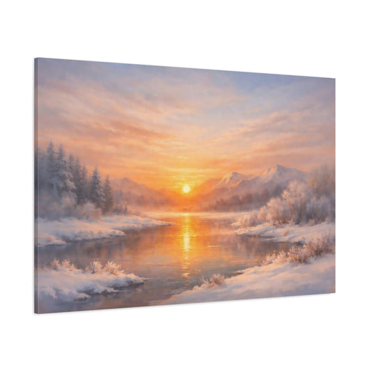 Nature Winter Landscape Golden Winter Landscape shown as stretched canvas wall art