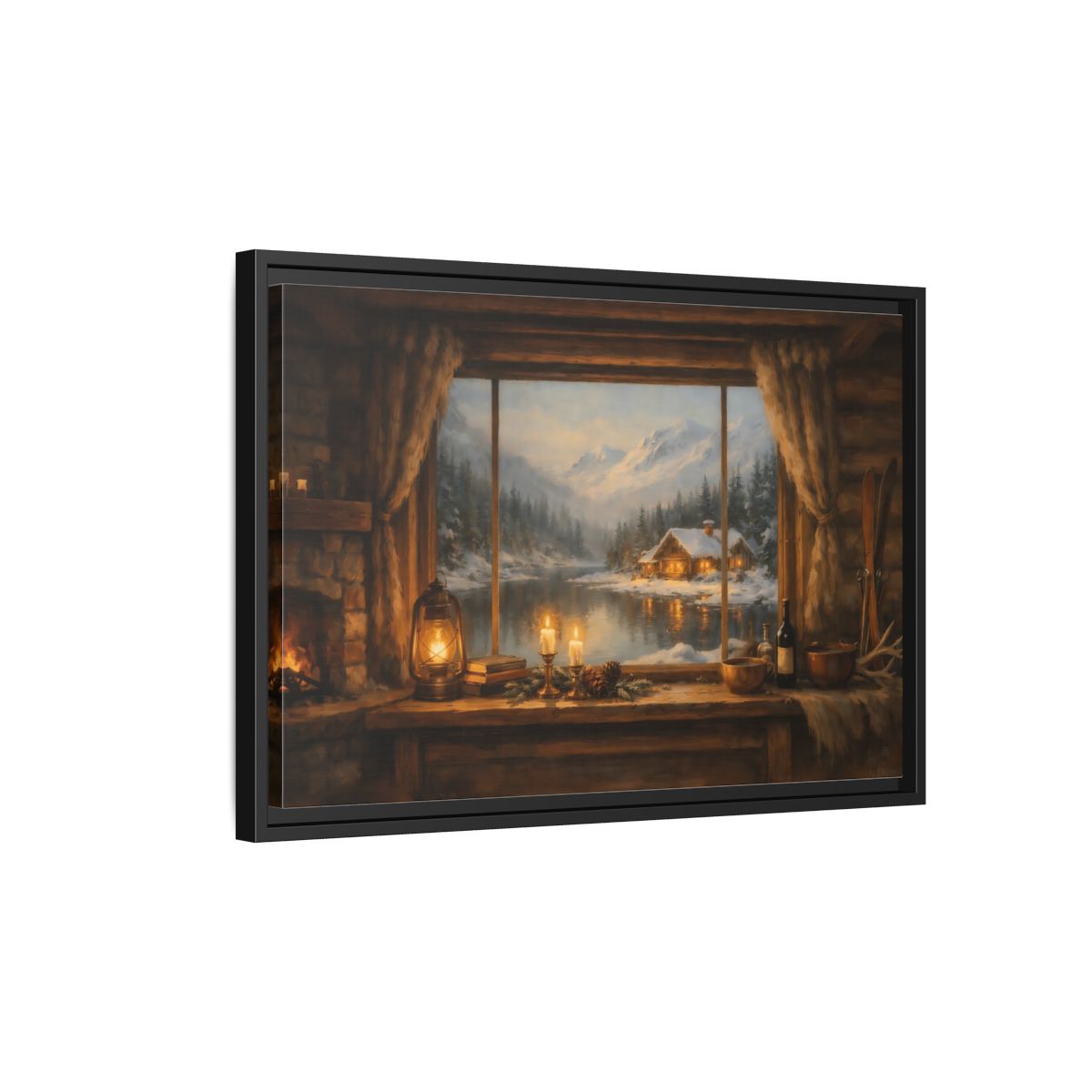 Side Mockup 3. Nature Winter Landscape Rustic Winter View shown as stretched canvas wall art