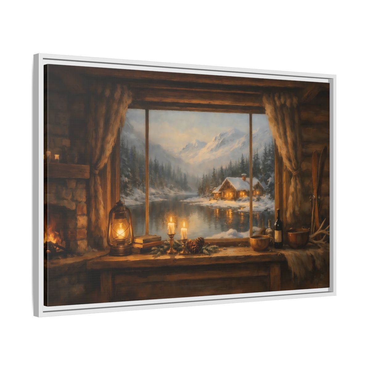 Side Mockup 8. Nature Winter Landscape Rustic Winter View shown as stretched canvas wall art
