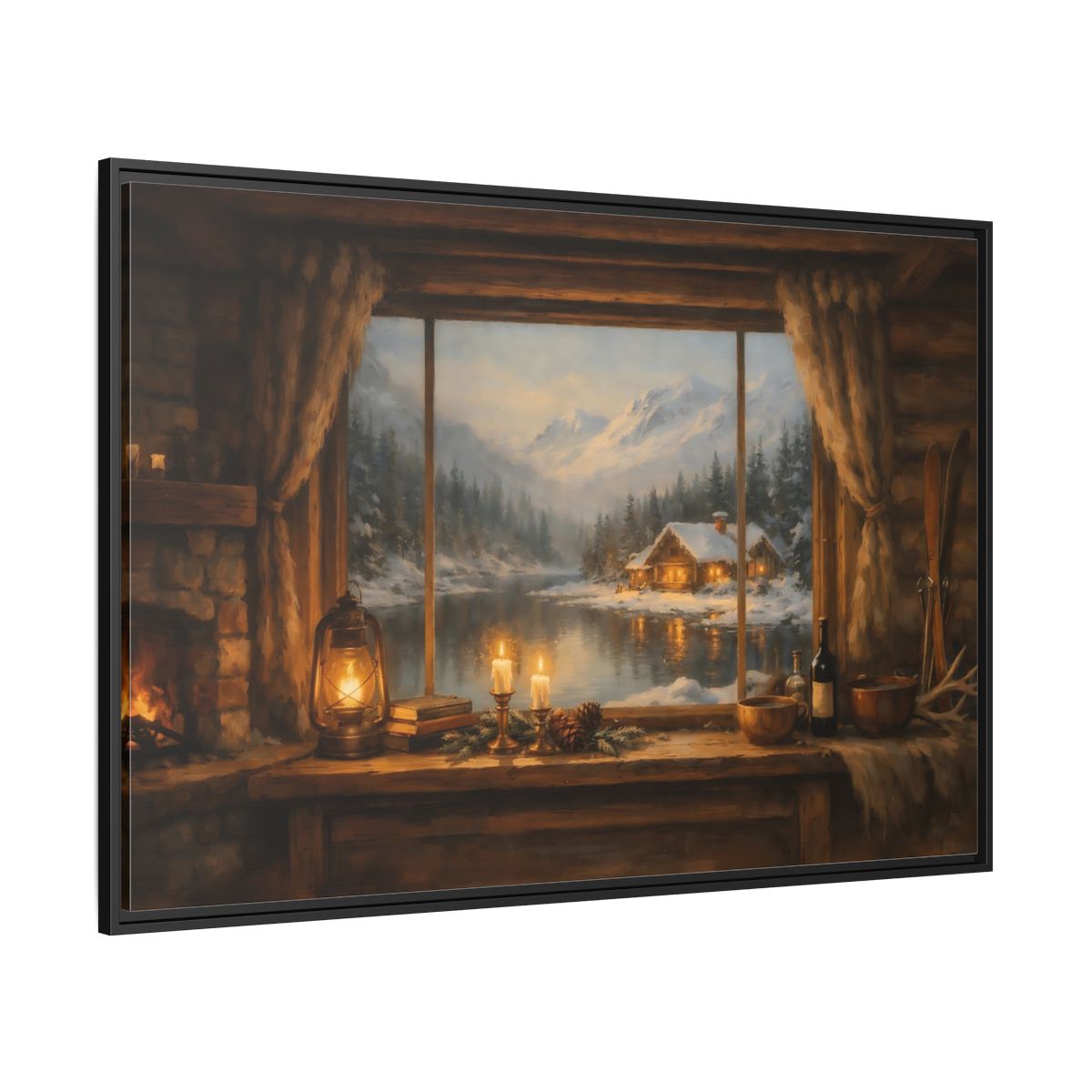 Side Mockup 12. Nature Winter Landscape Rustic Winter View shown as stretched canvas wall art