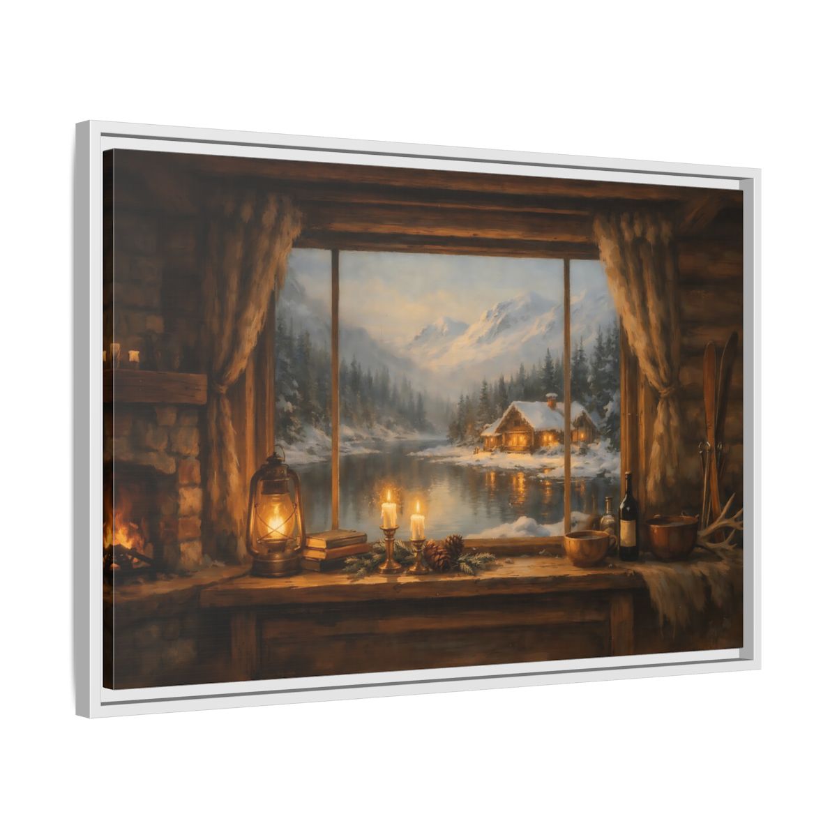 Side Mockup 10. Nature Winter Landscape Rustic Winter View shown as stretched canvas wall art