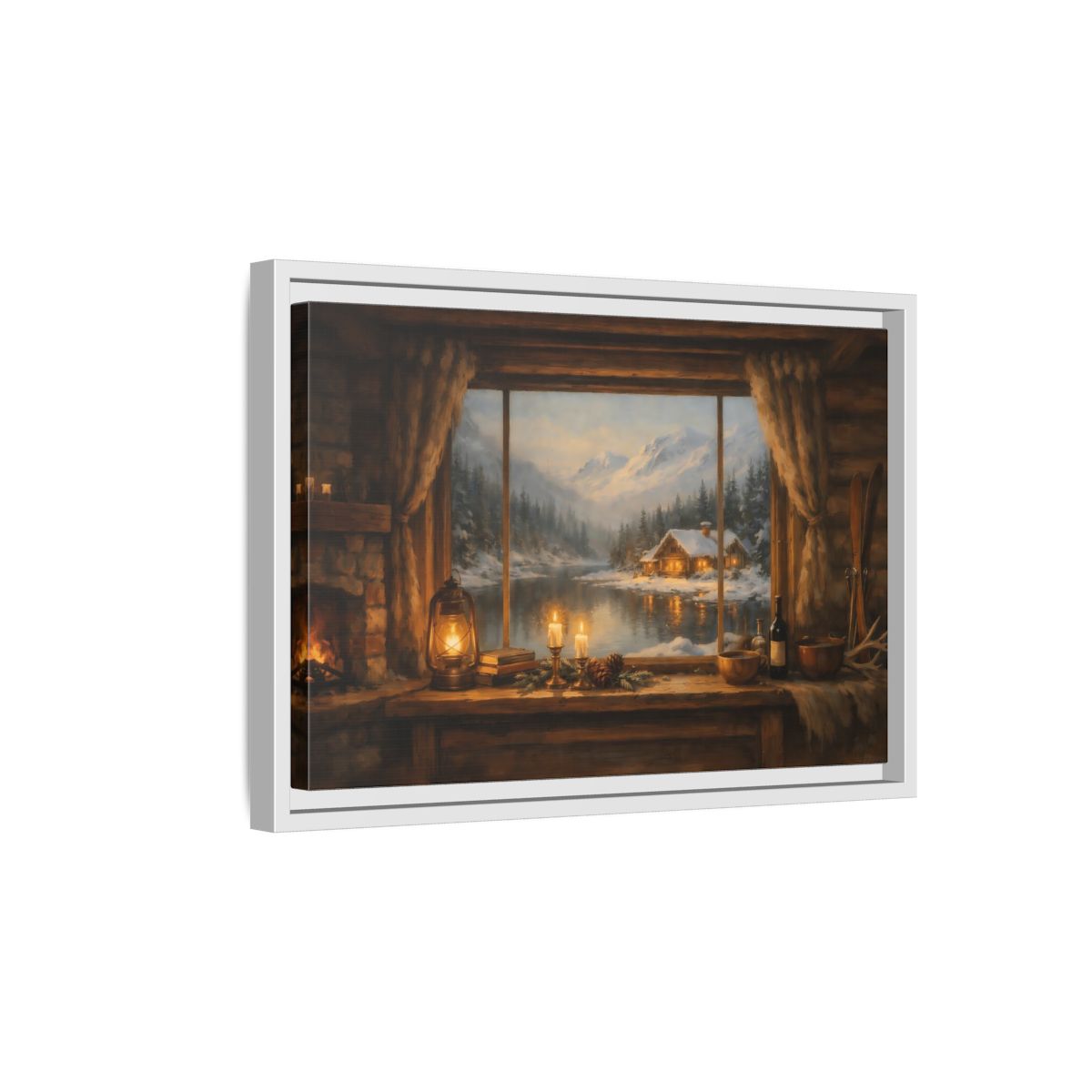 Side Mockup 4. Nature Winter Landscape Rustic Winter View shown as stretched canvas wall art