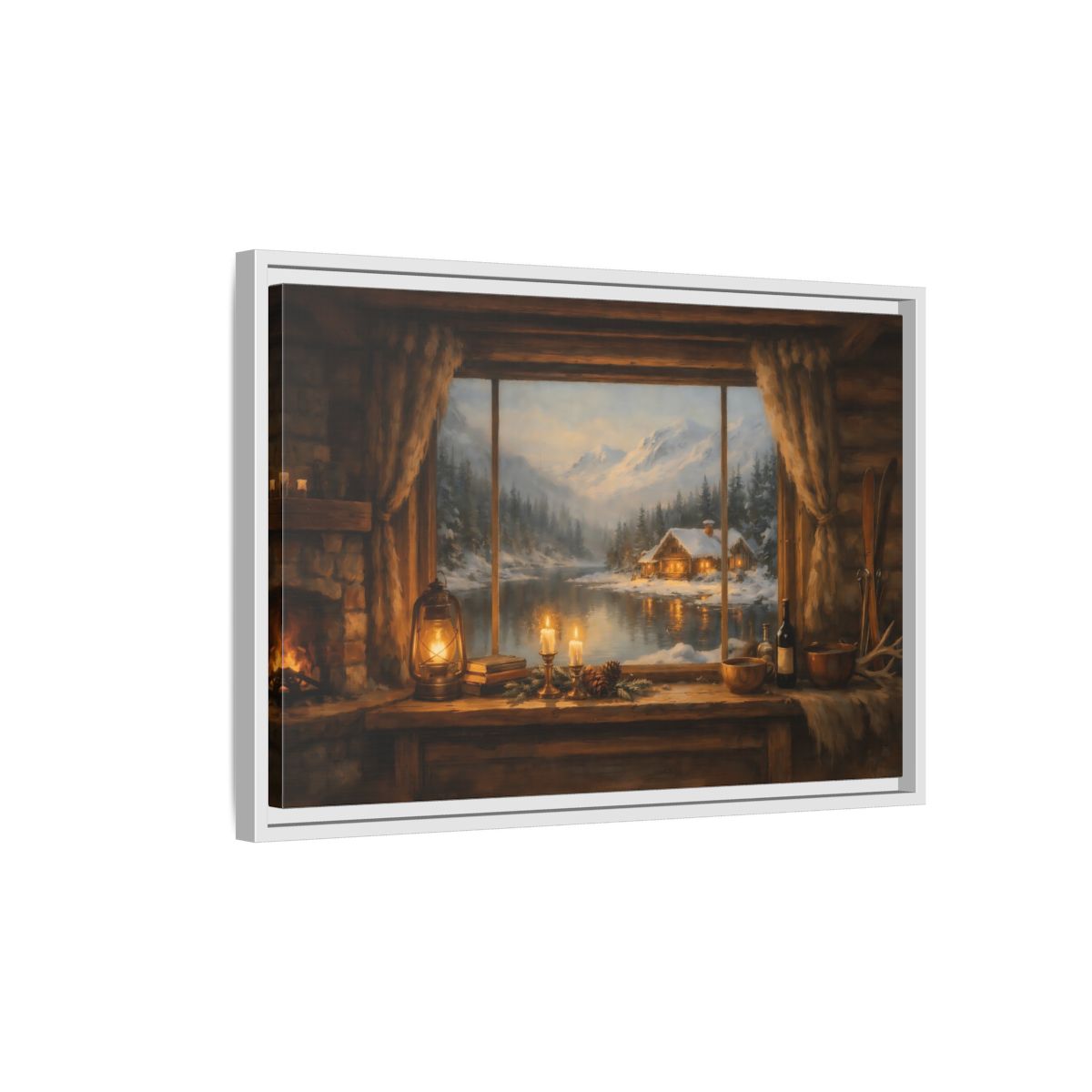 Side Mockup 1. Nature Winter Landscape Rustic Winter View shown as stretched canvas wall art