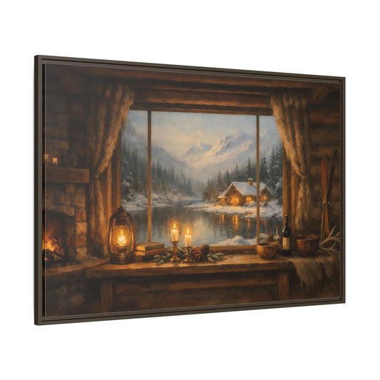 Main Mockup. Nature Winter Landscape Rustic Winter View shown as stretched canvas wall art