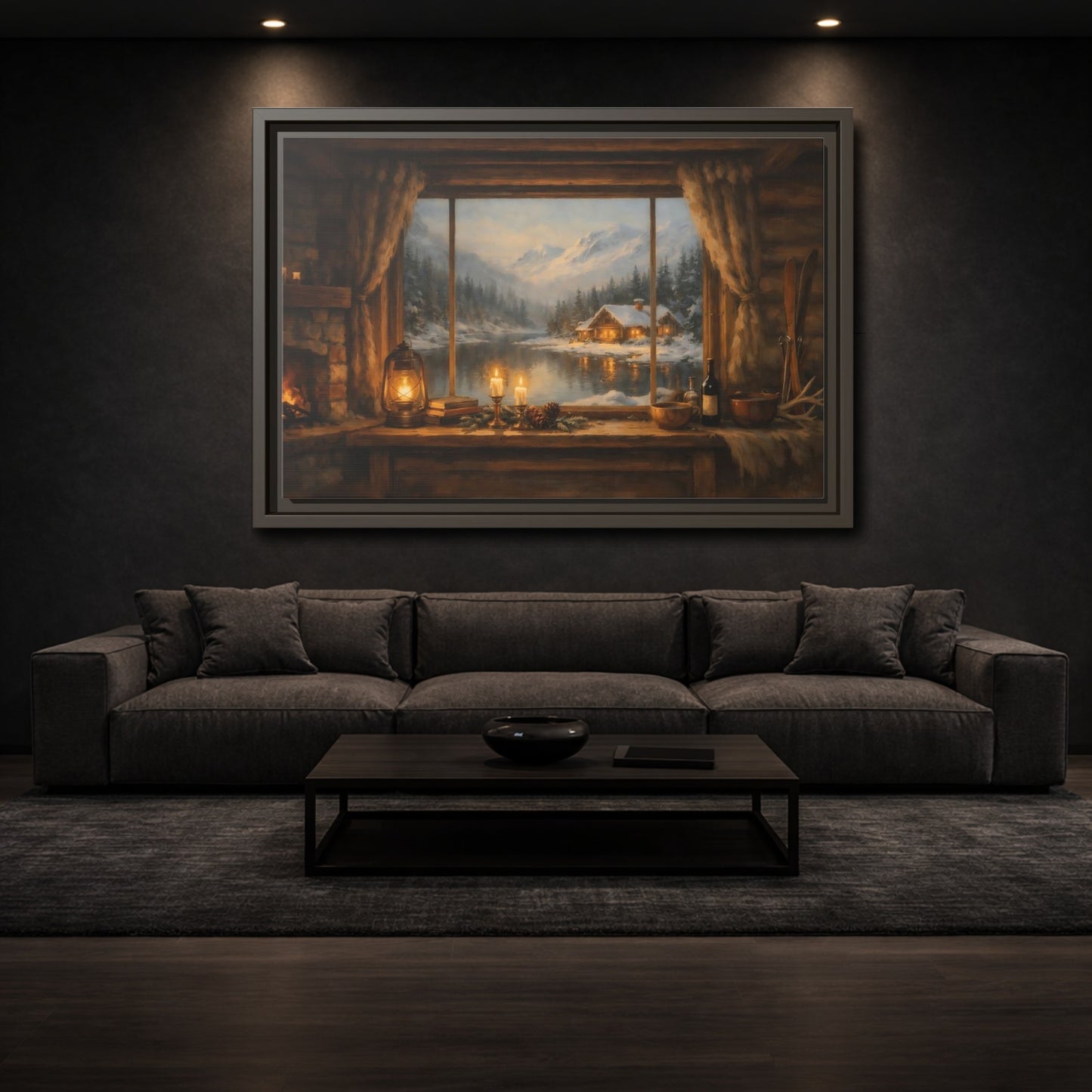 Mockup 2. Nature Winter Landscape Rustic Winter View shown as stretched canvas wall art