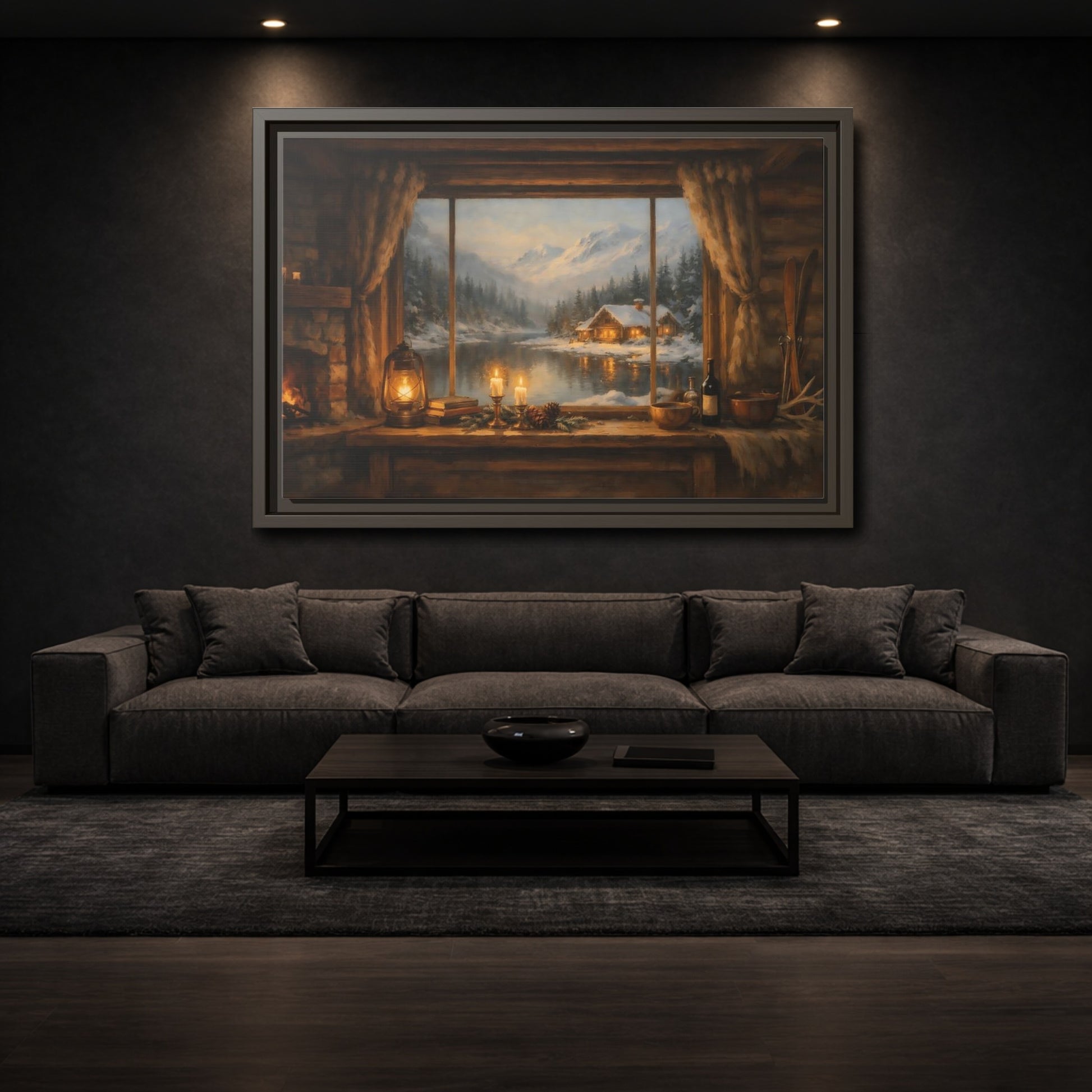 Mockup 2. Nature Winter Landscape Rustic Winter View shown as stretched canvas wall art