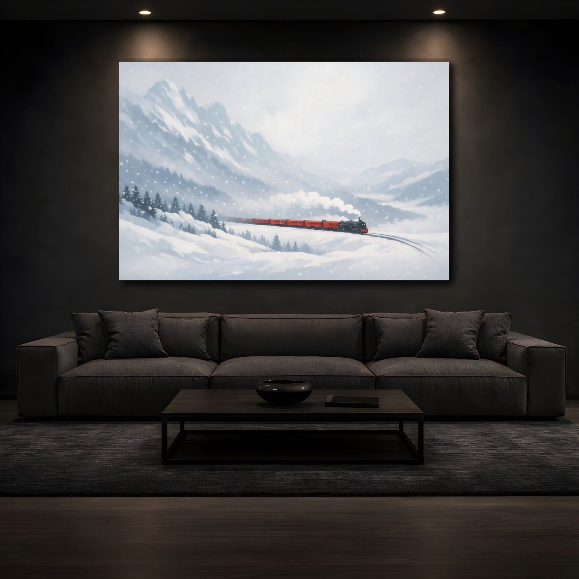 Nature Winter Train Scenic - Canvas Wall Art Print - YesArtYes
