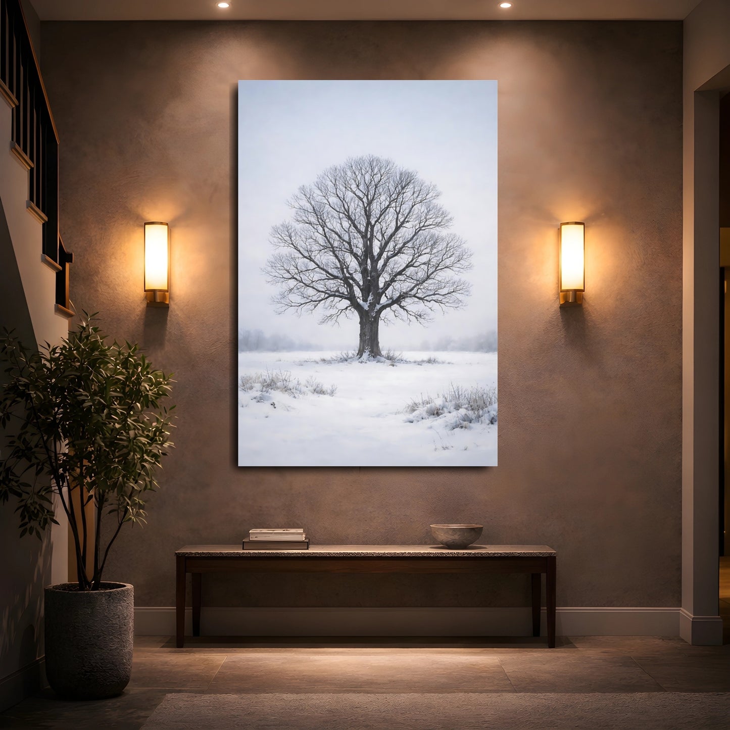 Mockup 4. Nature Winter Tree Winter Landscape shown as stretched canvas wall art