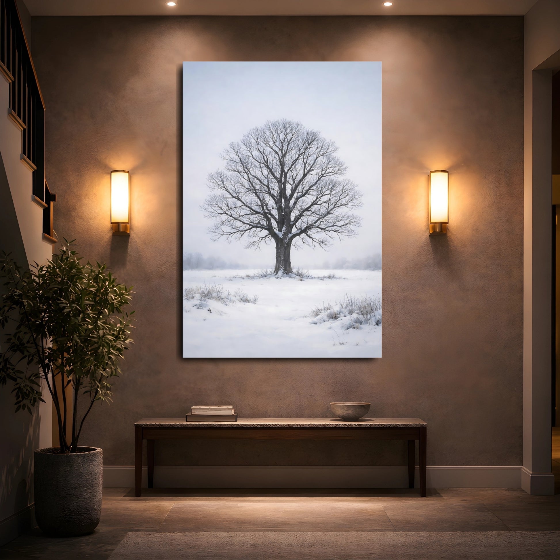 Mockup 4. Nature Winter Tree Winter Landscape shown as stretched canvas wall art